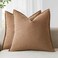 Foindtower Linen Solid Decorative Throw Pillow Covers 20x20 Light Brown