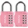 Puroma 2 Pack Combination Lock Locker 4 Digits Combo Padlock Gym Rose Pink
