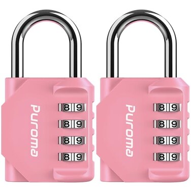 Puroma 2 Pack Combination Lock Locker 4 Digits Combo Padlock Gym Rose Pink