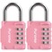 Puroma 2 Pack Combination Lock Locker 4 Digits Combo Padlock Gym Rose Pink