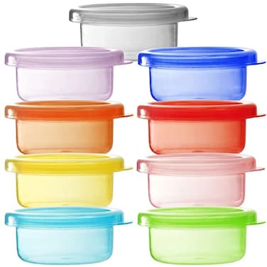 Youngever 9 Pack Plastic Jello Shot Cups, Reusable Portion Cups With Lids, Small Plastic Containers with Lids (2 Ounce