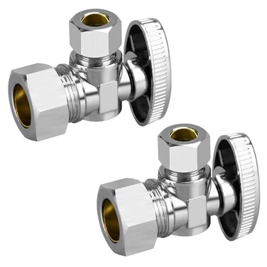 PXZBLG 2 Pack Stop Valve, 1/2" Nominal (5/8" OD Comp.Angle × 3/8" OD Compression
