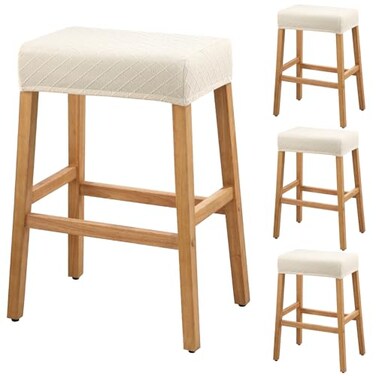 YISUN Stool Covers Rectangle - 4 Pack Stretch Waterproof Saddle Seat Cover Counter Bar Stools Bar Chairs Covers Kitchen Island Chairs Cushion Protector