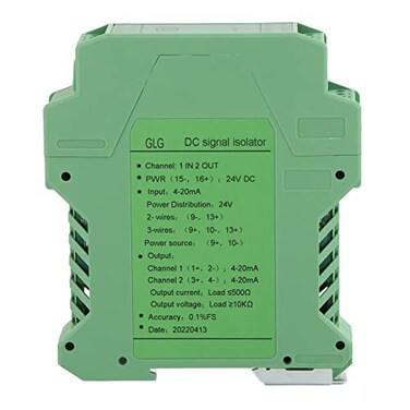 Estink 4-20mA Signal Isolator DC 24V One Input Two Output PLC Conditioner