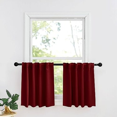 RYB HOME Kitchen Window Curtains, Blackout Privacy Half Window Curtains