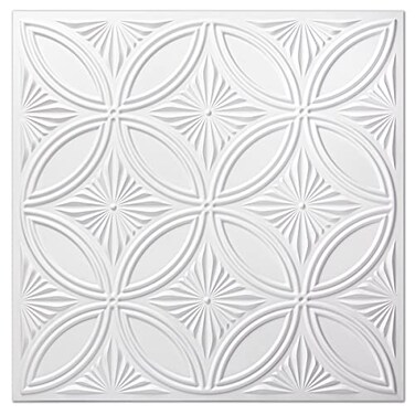Art3d Decorative PVC Drop Ceiling Tiles, 2 x 2 ft, 12-Pack, White