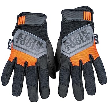 KLEIN TOOLS 60594 Work Gloves, General Purpose Gloves, Comfortable Suede Palm, Touchscreen Capable, Hook and Loop Closure, Small