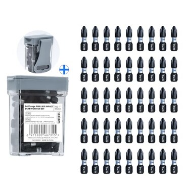 toolant PH2 Phillips Impact Bit Set, 1 Inch, 45-Piece, Magnetic
