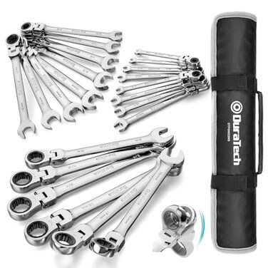 DURATECH Flex Head Ratcheting Wrench Set, 22-piece, MetricSAE