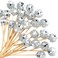 Hushee 100 Pcs Disco Ball Cocktail Picks Stirrers, Bamboo Silver