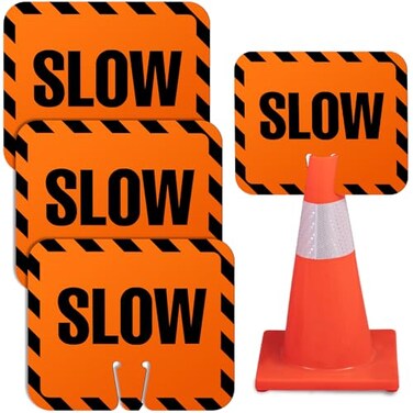 Flutesan 3 Pcs Slow Traffic Cone Signs, Cone Top Warning Road Work Parking