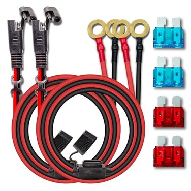 BFXM 2 Pack 16AWG 2FT SAE Connector Extension Cables with 1015A Fuse