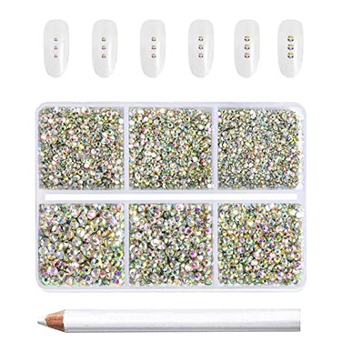 Beadsland Flatback Rhinestones, Crystal AB, 7200pcs Mixed 6 Sizes