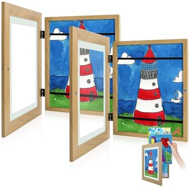 Golden State Art 2 Pack 8.5x11 Front-Opening Kids Artwork Frames Changeable (Brown