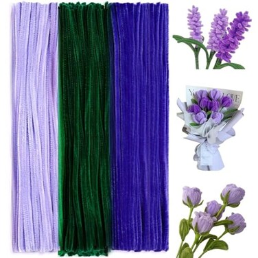 RSACCSKY 300 Pcs Thick Pipe Cleaners Bulk, PurpleGreen
