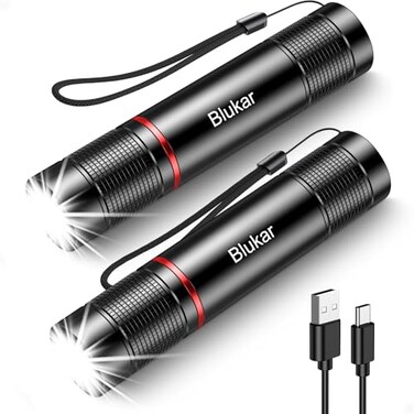 Blukar Rechargeable Flashlight 2 Pack, Super Bright Flashlights