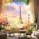 Yieldeer Paris Photo Backdrop Eiffel Tower Wall Tapestry Polyester, 7x5 ft