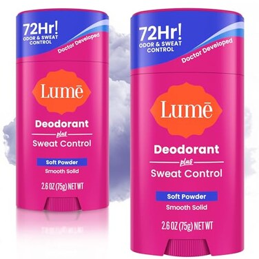 Lume Sweat Control Deodorant Solid Stick, 2 pk (Soft Powder