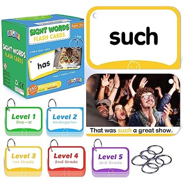 BenBen Sight Words Flash Cards, for Pre-K, Kindergarten, 1st 2nd 3rd Grade