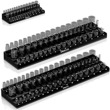 Olsa Tools Magnetic Socket Holder 3sets Drive Metric, 141 Sockets, Black