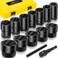 Topec Large Lug Nut Remover Socket Set 17-36mm, 1/2" Drive Wheel Lock Removal Tool, Heavy Duty Bolt Extractor Kit for Stripped, Damaged, Rounded Spindle Axle Nut, 14-Piece