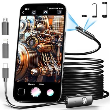 CARPDIM Dual Lens Endoscope Camera with Light Borescope Inspection Camera