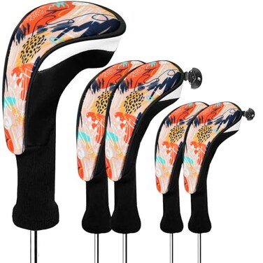 FINGER TEN Golf Club Head Covers for Woods (5 Pack-Orange(1D2F2H