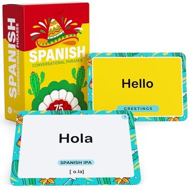Briston Spanish Conversational Phrases Flash Cards with Audio – 75 for Beginners
