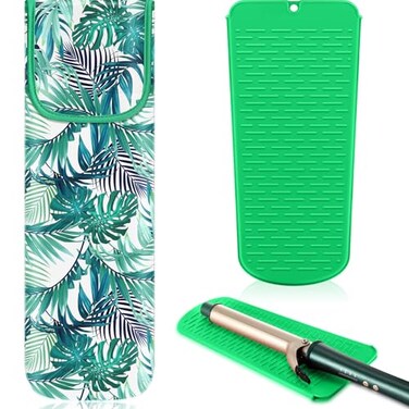 Shappy 2 Pcs Heat Resistant Curling Iron Flat Iron Travel Case,Frond