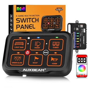 Auxbeam 6 Gang Switch Panel Bluetooth RGB AR-600 APP Circuit Control Box
