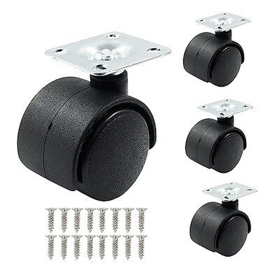suiwotin 1 Inch Swivel Caster Wheels, Plate Caster, 4pcs