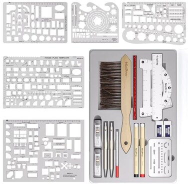 Nicpro 21PCS Professional Drafting ToolsGeometry Set with Case