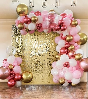 Kate Light Gold Shimmer Wall Backdrop, 24pcs Sequin Panels