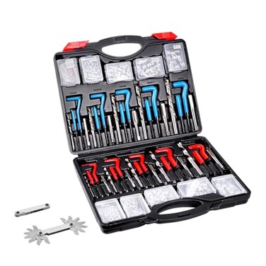 VEVOR Helicoil Thread Repair Kit-338-Piece SAE HSS Drill Inserts TapsTools M5,M6,M8,M10,M12,1/4",5/16",3/8",7/16",1/2" Rethreading Tool Kit Insertion Rethreading Tools Universal Rethread Restorer