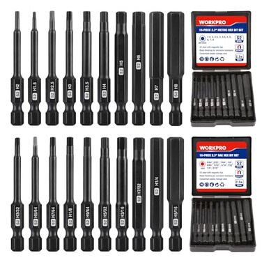 WORKPRO 20PCS Hex Head Allen Wrench Drill Bit Set, 2.3" Magnetic Tips