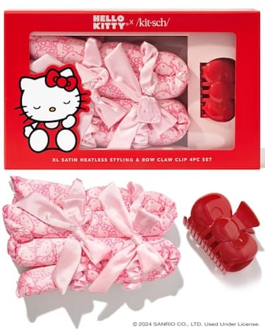 Kitsch Hello Kitty x Satin Flexi Rods, Heatless Curling Rod - 4pc Set