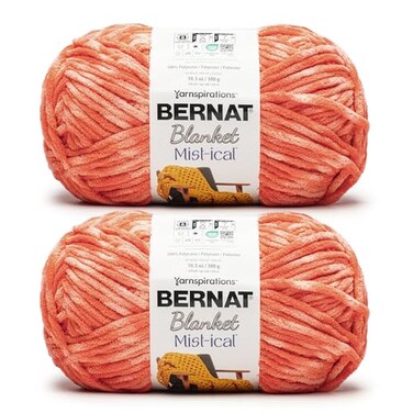 Bernat Blanket Mist-ical Crochet Soft Chenille Yarn, Cactus Flower, 2-Pack