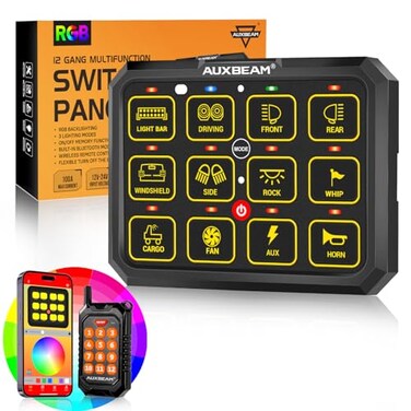 Auxbeam 12 Gang Switch Panel Bluetooth RGB AC-1200 with APPRemote Control