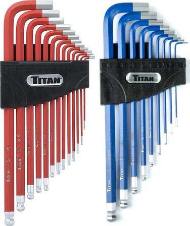 Titan 12764 22-Piece SAE and Metric Hex Key Set