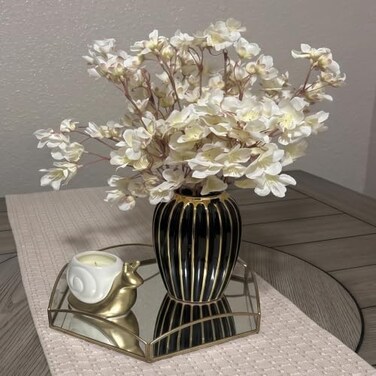 Briful Black Gold Ceramic Vase Home Modern Decor
