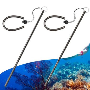 Gemscream 2 Pcs Scuba Dive Pointer Stick, Aluminum Alloy Reef Probe, Black