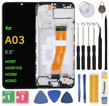 UYGHHK LCD Screen Replacement for Samsung Galaxy A03 SM-A035F SM-A035F/DS SM-A035M SM-A035G Assembly LCD Display Touch Screen Digitizer with Tools Adhesive Frame