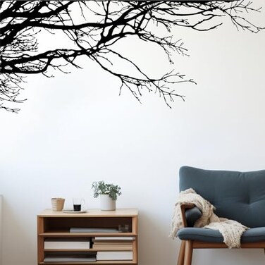 Eersida 6 Sheet Tree Wall Decals Peel and Stick Boho Black Decal, Tree Style