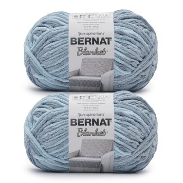 Bernat Blanket Yarn Super Bulky Soft Chenille Yarn Celestial Blue 2-Pack