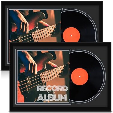 Colingmill 2 Pcs Vinyl Record Display Frame, Black Matting