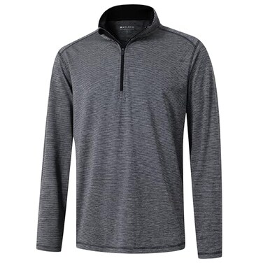 M MAELREG Mens Half Zip Pullover Lightweight Performance Striped Athletic Pullover Sweatshirts