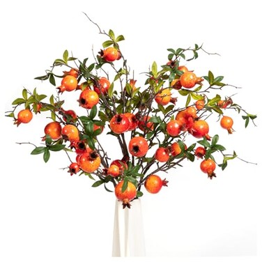 TORINALITAL 4Pcs 31.5 Inch Artificial Pomegranate Branches, Fake Fruit Branch