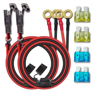 BFXM 2 Pcs 10AWG 2FT SAE Connector Extension Cables with 1520A Fuse