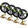 Digank Car Trailer Straps, 4 Pack 2"x96" Tire Straps, Snap Hooks, Green