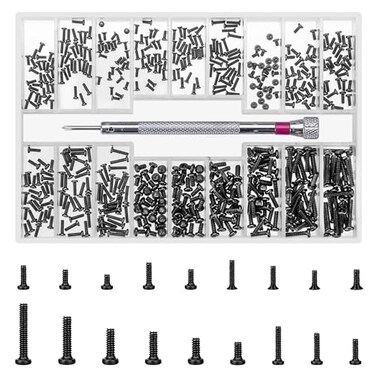 QOOSIKICC 500 Pcs M1.2/M1.4/M2 Laptop Screws, Small Micro Tiny Screws for Electronics, Mini Computer Replacement Screw for Glasses Watch SSD M.2 Hard Drive Repair Screw(Black(N